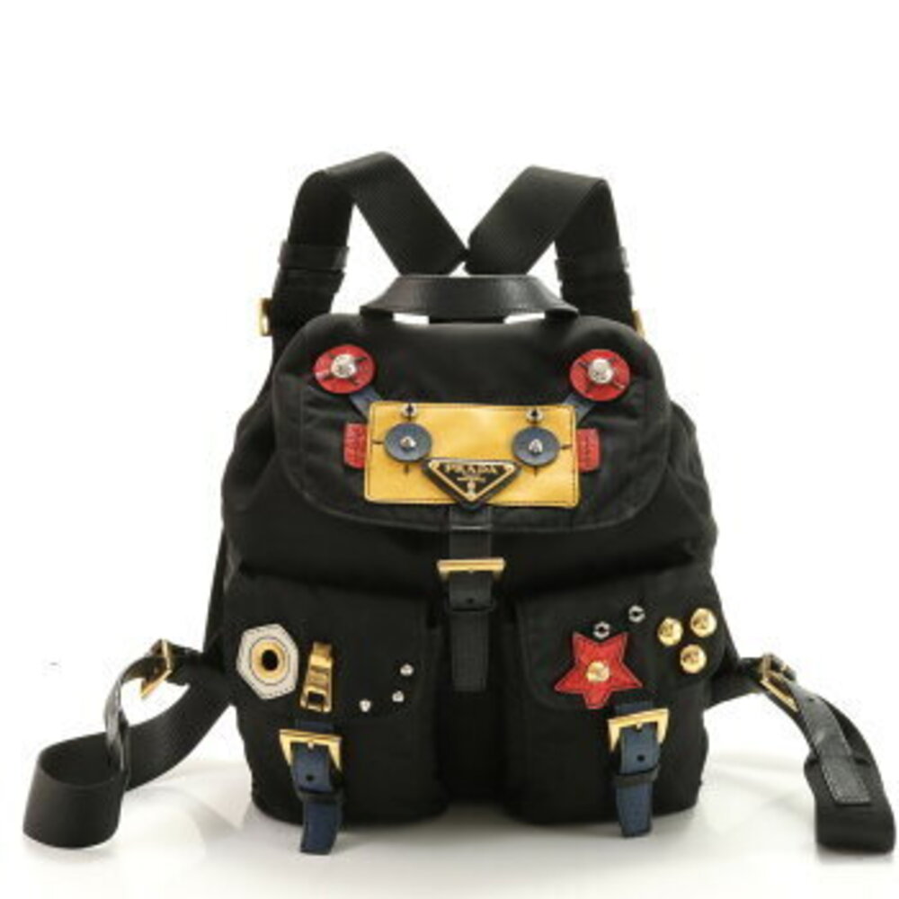 Prada Robot Black motif Tessuto backpack Saffiano leather EHM
